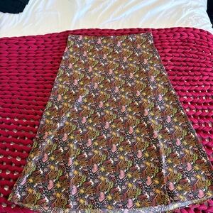 LOFT Multicolor Floral A-Line Skirt